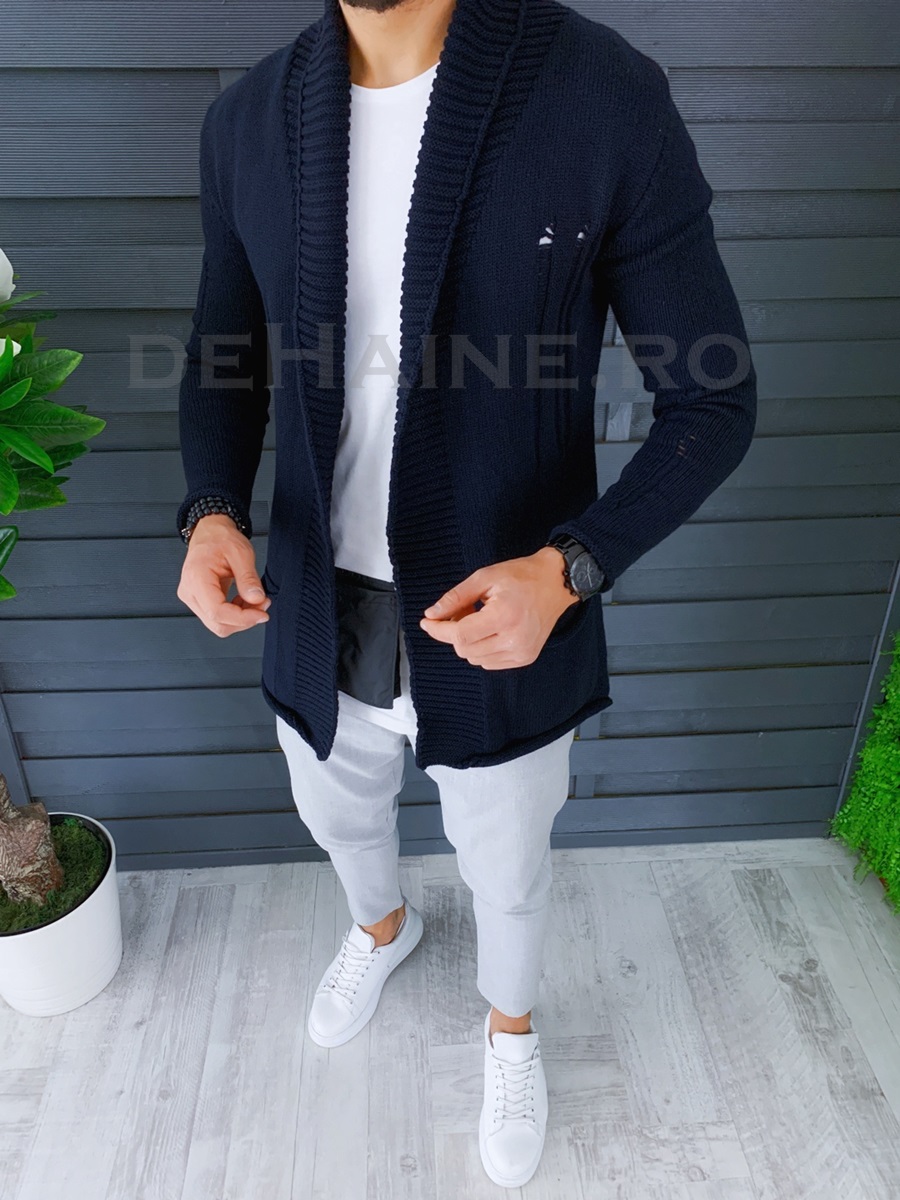 Cardigan barbati bleumarin slim fit zr t3596 85-5